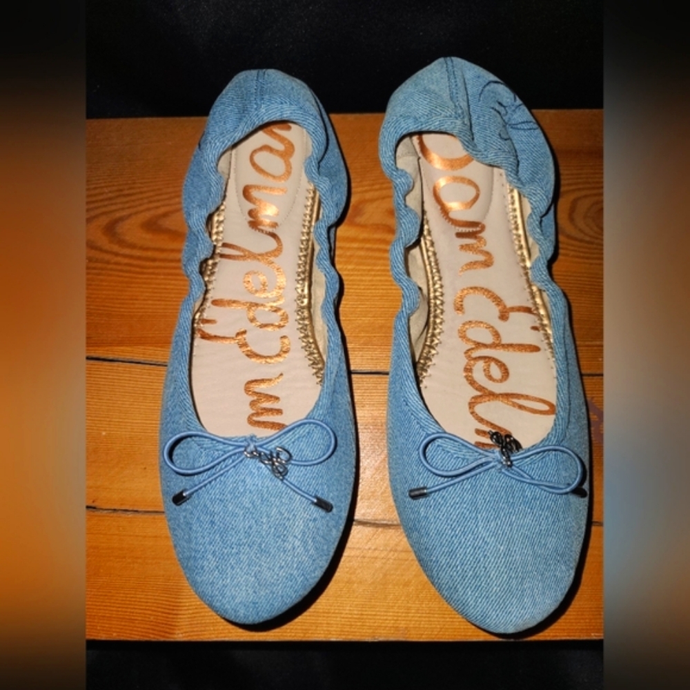 Sam Edelman Light Blue Flats with Bow Detail